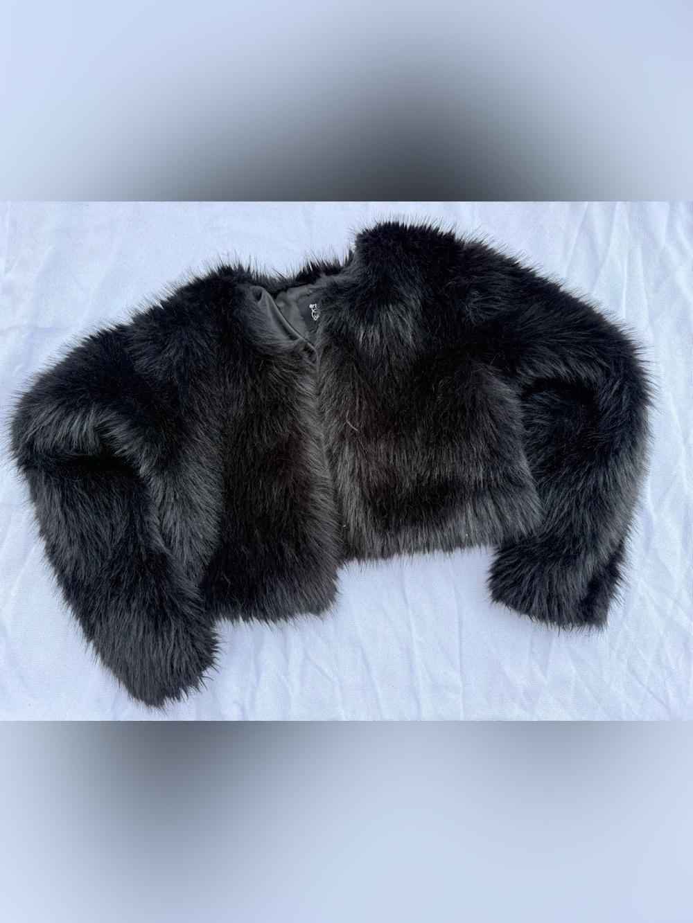 art class Black Faux Fur Cropped Jacket